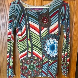 Desigual Multicolor Geometric Long Sleeve Top